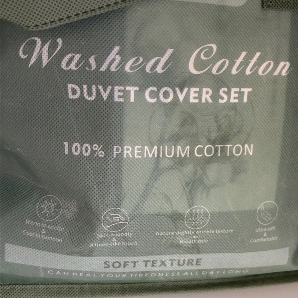 Washed Cotton Duvet Cover Set - Brown twin‎ size